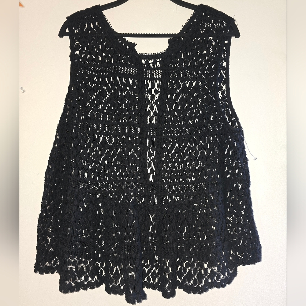 Anthropologie Black Crochet Top